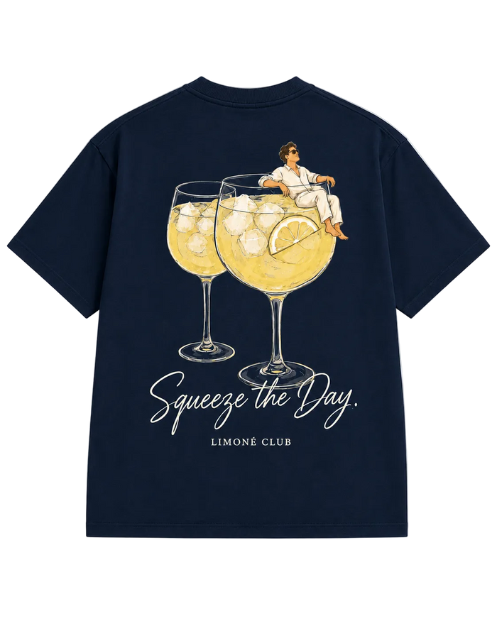 Squeeze the Day navy oversized T-shirt graphic view
